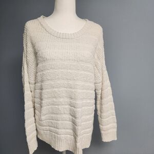 Marled Cream Textured Knit Sweater
